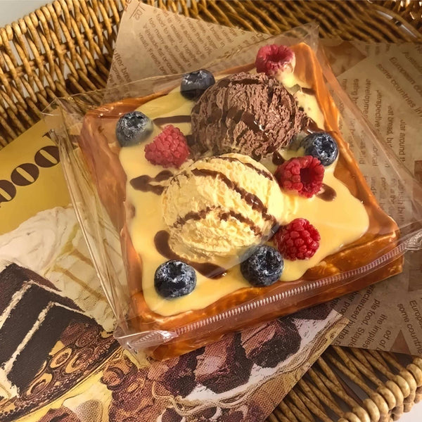 Fruit Ice Cream Toast Squishy: Handcrafted Silicone Dessert Toy