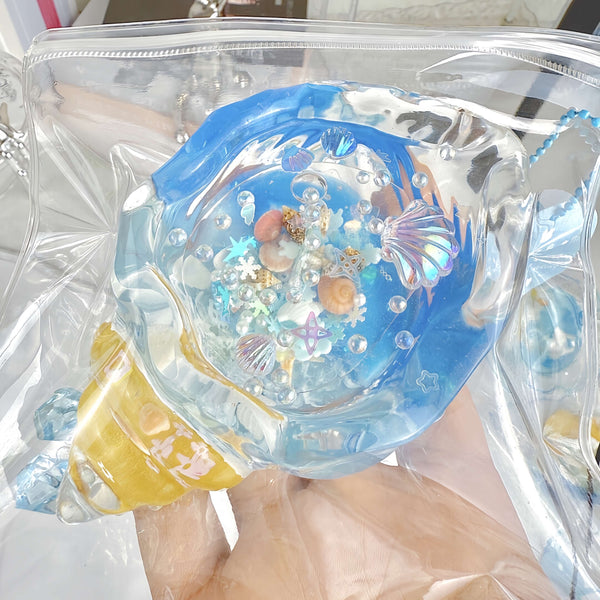 Holographic Glitter Seashell Squishy: Handcrafted Stress Relief