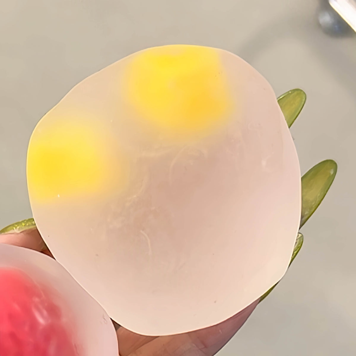 Handmade crystal fruit mochi fidget ball, extra soft mango design, squishy stress relief toy
