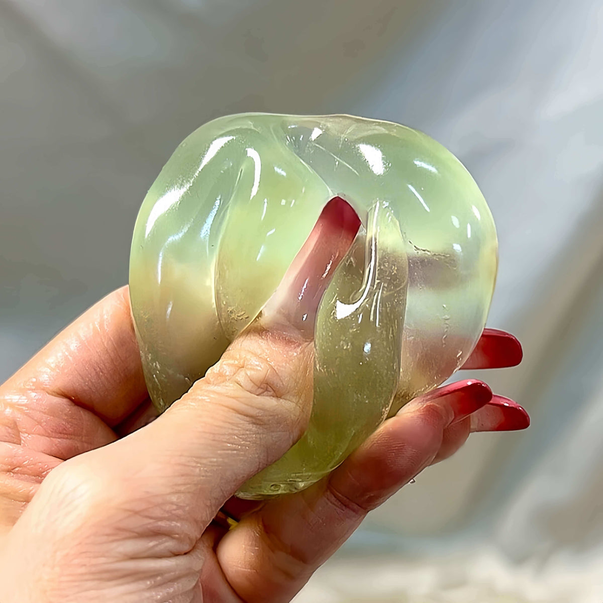 Green Grape & Sea Blue Jade Pearl, Mini Coconut Oil Squishy Ball