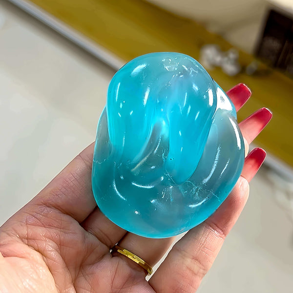 Green Grape & Sea Blue Jade Pearl, Mini Coconut Oil Squishy Ball