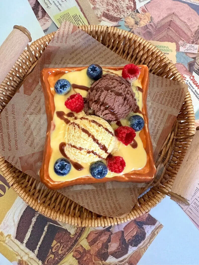 Fruit Ice Cream Toast Squishy: Handcrafted Silicone Dessert Toy - lovesquishy