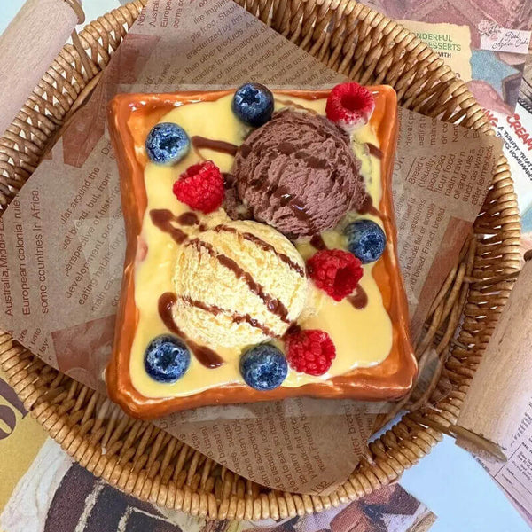 Fruit Ice Cream Toast Squishy: Handcrafted Silicone Dessert Toy - lovesquishy