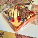 Fruit Ice Cream Toast Squishy: Handcrafted Silicone Dessert Toy - lovesquishy