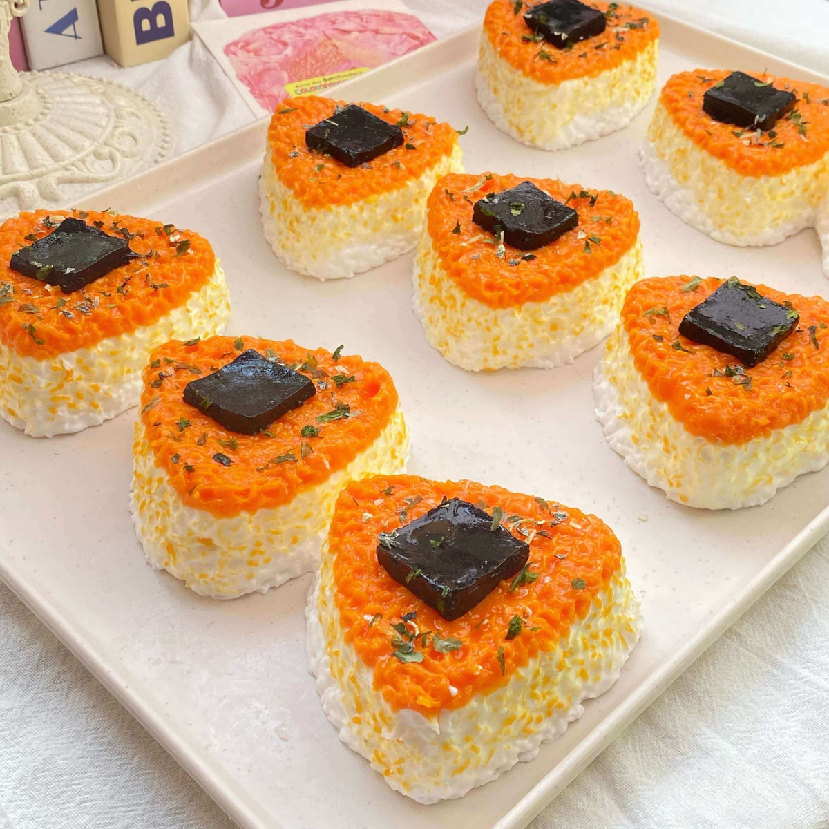 Grilled Cheese Rice Ball Handcrafted Silicone Stress Relief Squishy Toy - lovesquishy