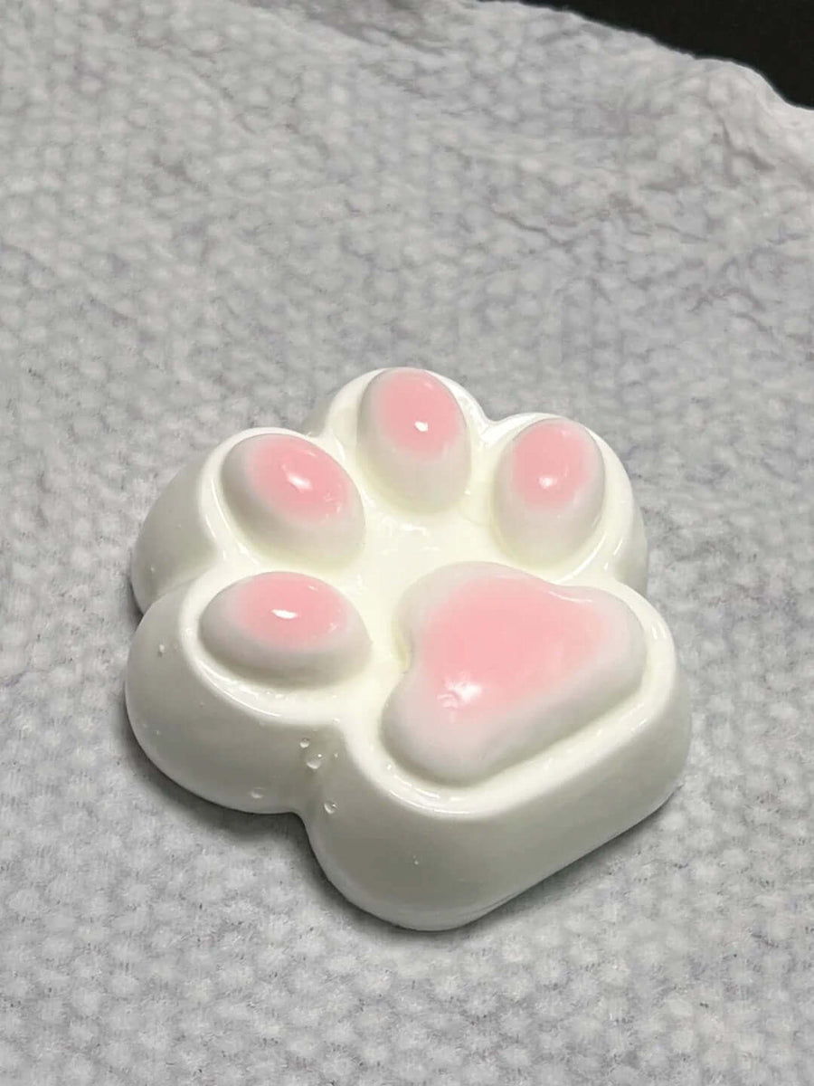 Large Pink Cat Paw Squishy: Handcrafted Silicone Stress Relief - lovesquishy