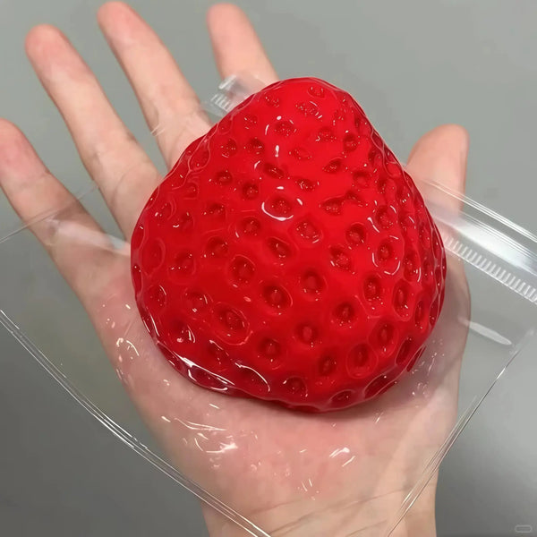 Snow - Topped Strawberry Squishy: Handcrafted Silicone Dessert Toy - lovesquishy