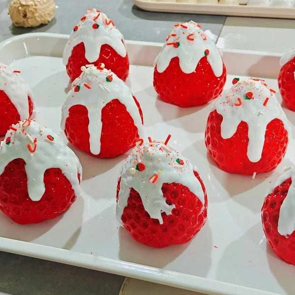 Snow - Topped Strawberry Squishy: Handcrafted Silicone Dessert Toy - lovesquishy