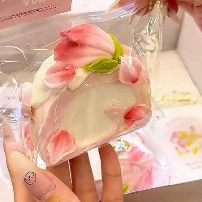 Sakura Swiss Roll Squishy: Handcrafted Silicone Dessert Toy
