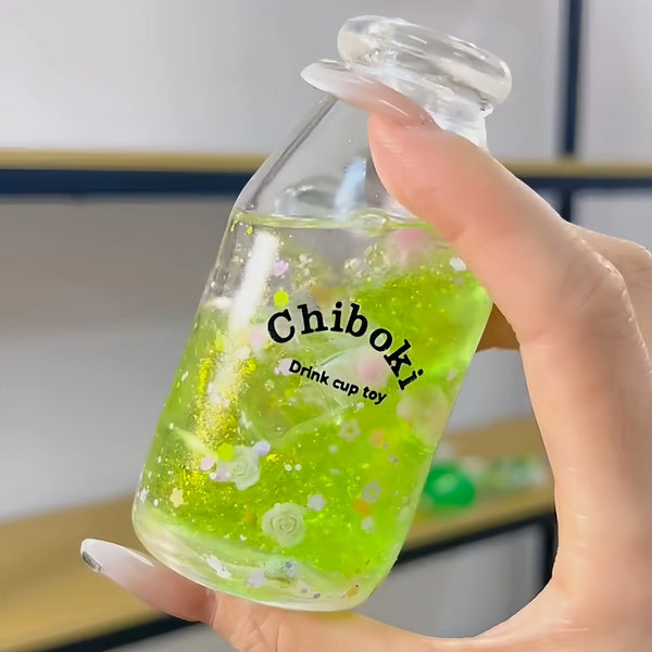 [CHIBOKI]Clear Bottle Squishy Ball – Handmade Stress Relief Desk Toy | Fruit Tea Bottle