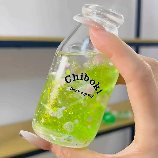 [CHIBOKI]Clear Bottle Squishy Ball – Handmade Stress Relief Desk Toy | Layered Sand Bottle