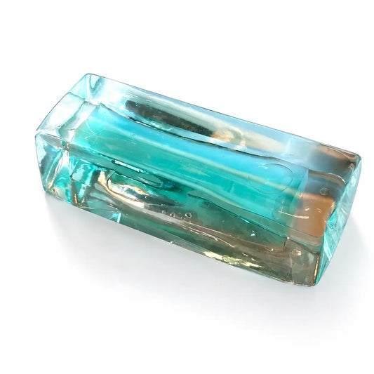 Mint Layered Quicksand Silicone Squishy - Large Rectangular Strip with Fine Glitter