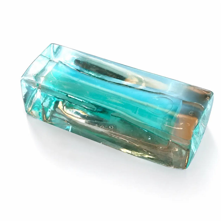 Mint Layered Quicksand Silicone Squishy - Large Rectangular Strip with Fine Glitter