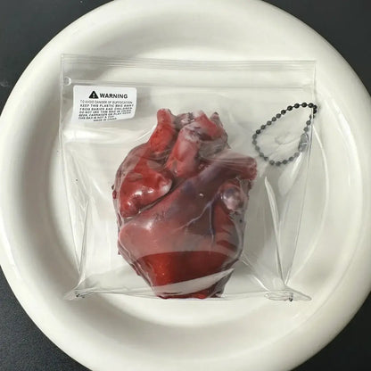Handmade Halloween Realistic Bleeding Heart & Brain Silicone Stress Relief Toy