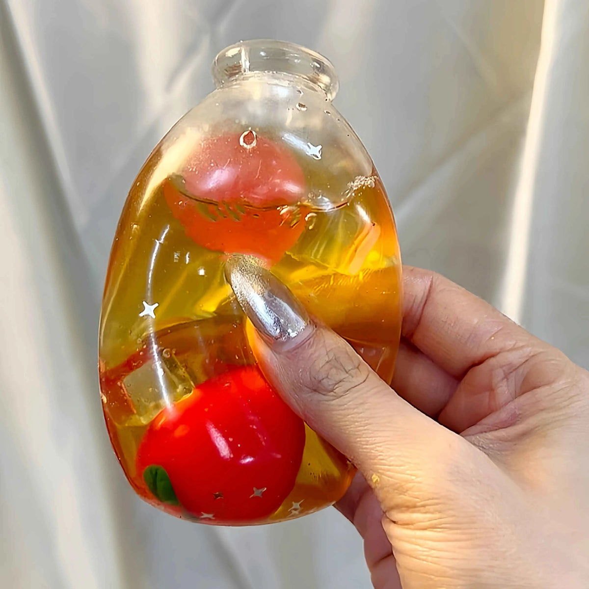 [CHIBOKI]Clear Bottle Squishy Ball – Handmade Stress Relief Desk Toy | Fruit Tea Bottle