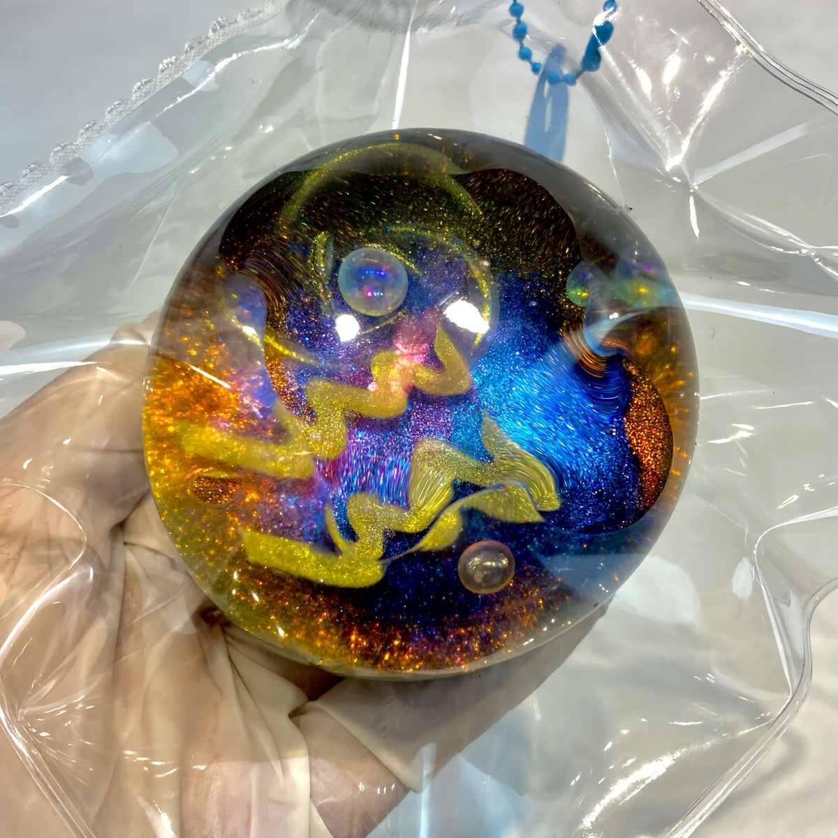 Non-toxic clear silicone squishy zodiac galaxy orb Aquarius rose nebula, soft squishy collectible