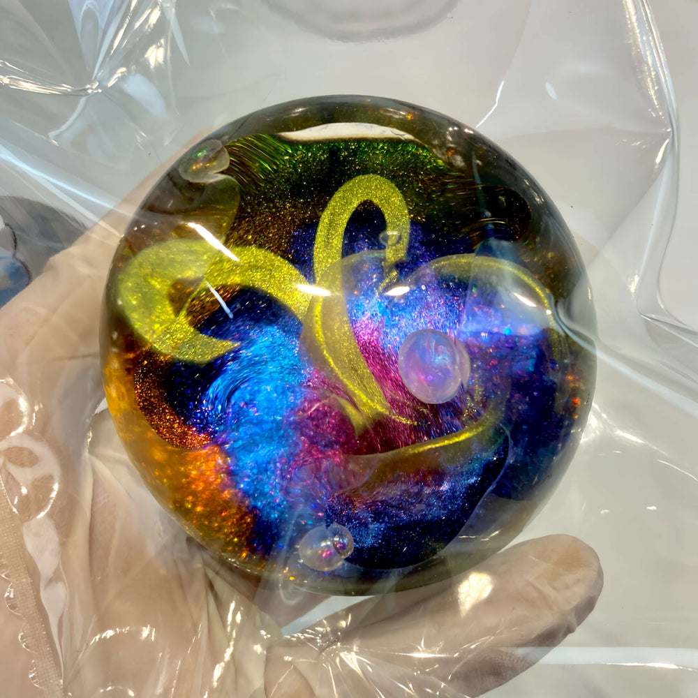 Non-toxic clear silicone squishy zodiac galaxy orb Aries rose nebula, soft stress-relief toy