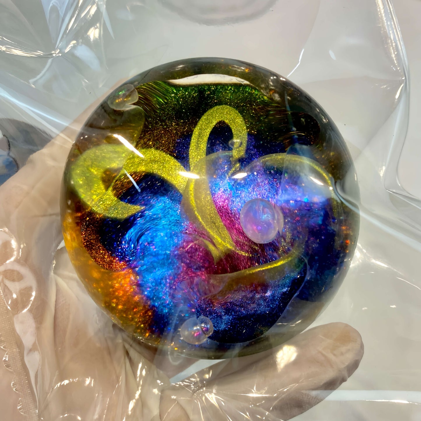 Non-toxic clear silicone squishy zodiac galaxy orb Aries rose nebula, soft stress-relief toy