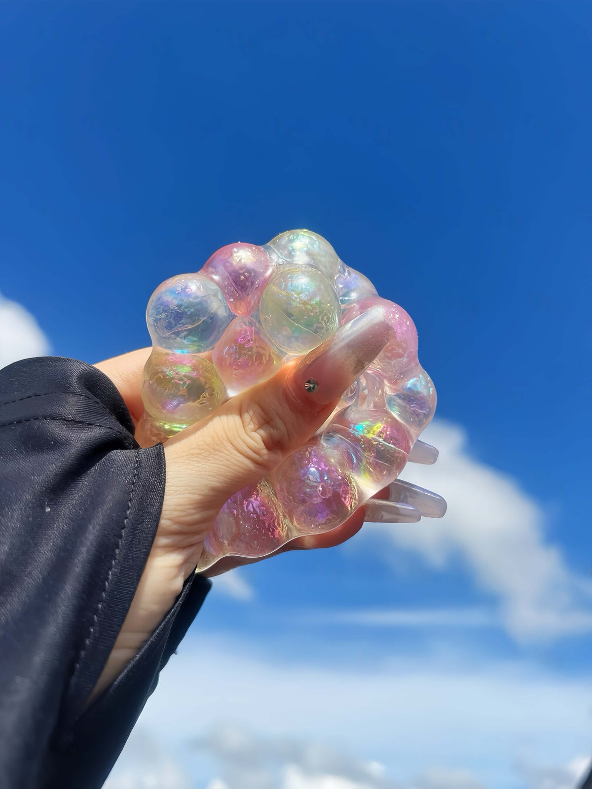 Handmade Aurora Bubble Beads Pearl Squishy Ball - Ultra-Soft Stress Relief Toy