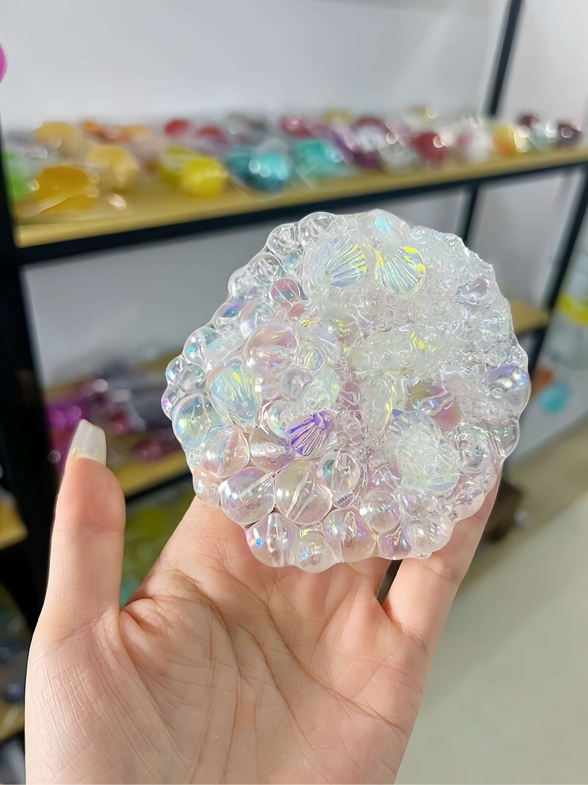 Aurora Shell Bubbly Pearls Squishy Ball - Handmade Ultra-Soft Stress Relief Toy