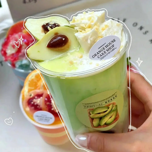 Handmade Realistic Fruit Toast & Milk Tea Silicone Stress Relief Squishy Toy