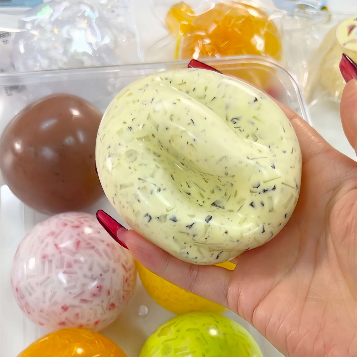 Handmade ultra-soft butter gel squishy toy, banana oreo ice cream design, light compression stress relief
