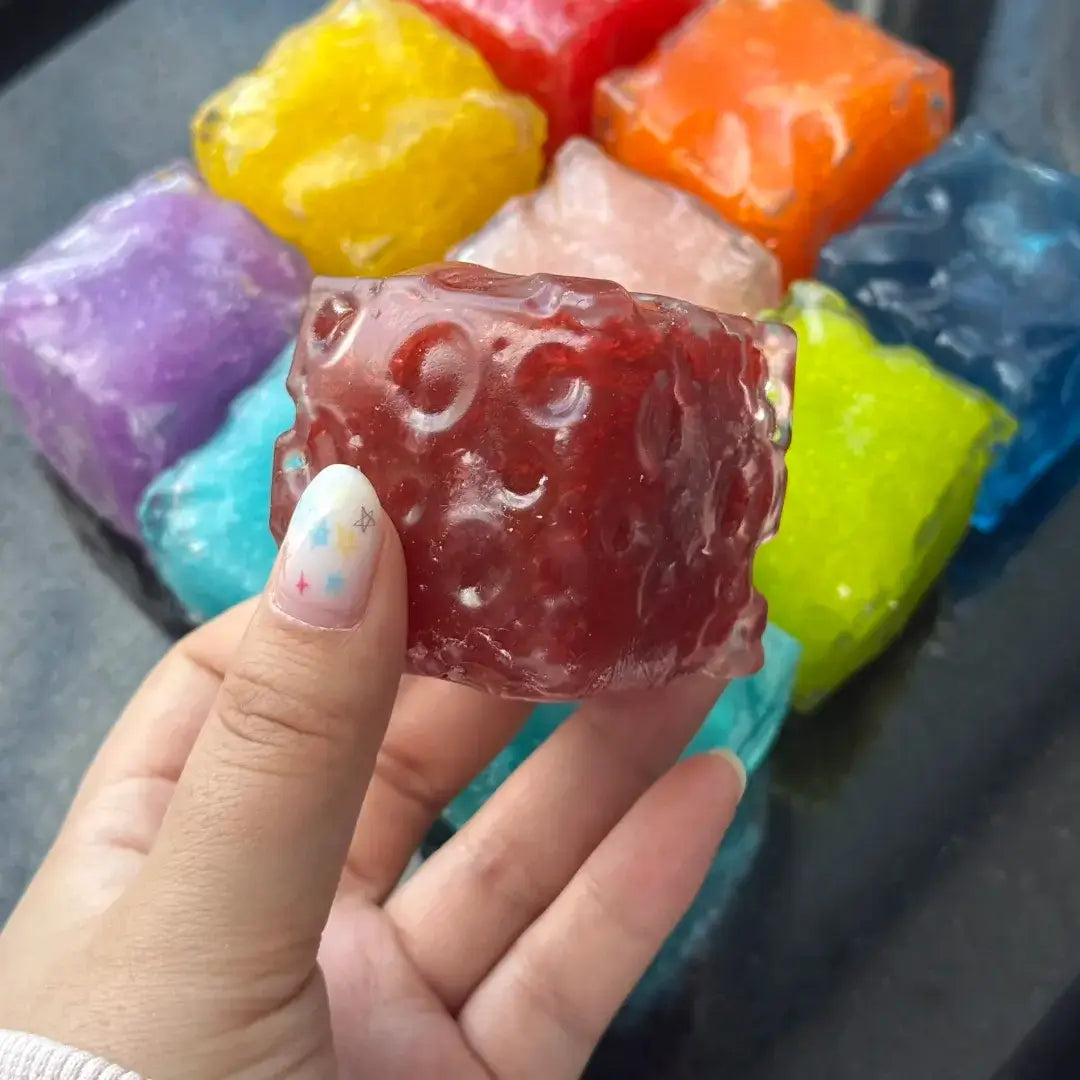 Handmade Mini Cheese Cube Squishy - Slush Filled Sensory Fidget Toy