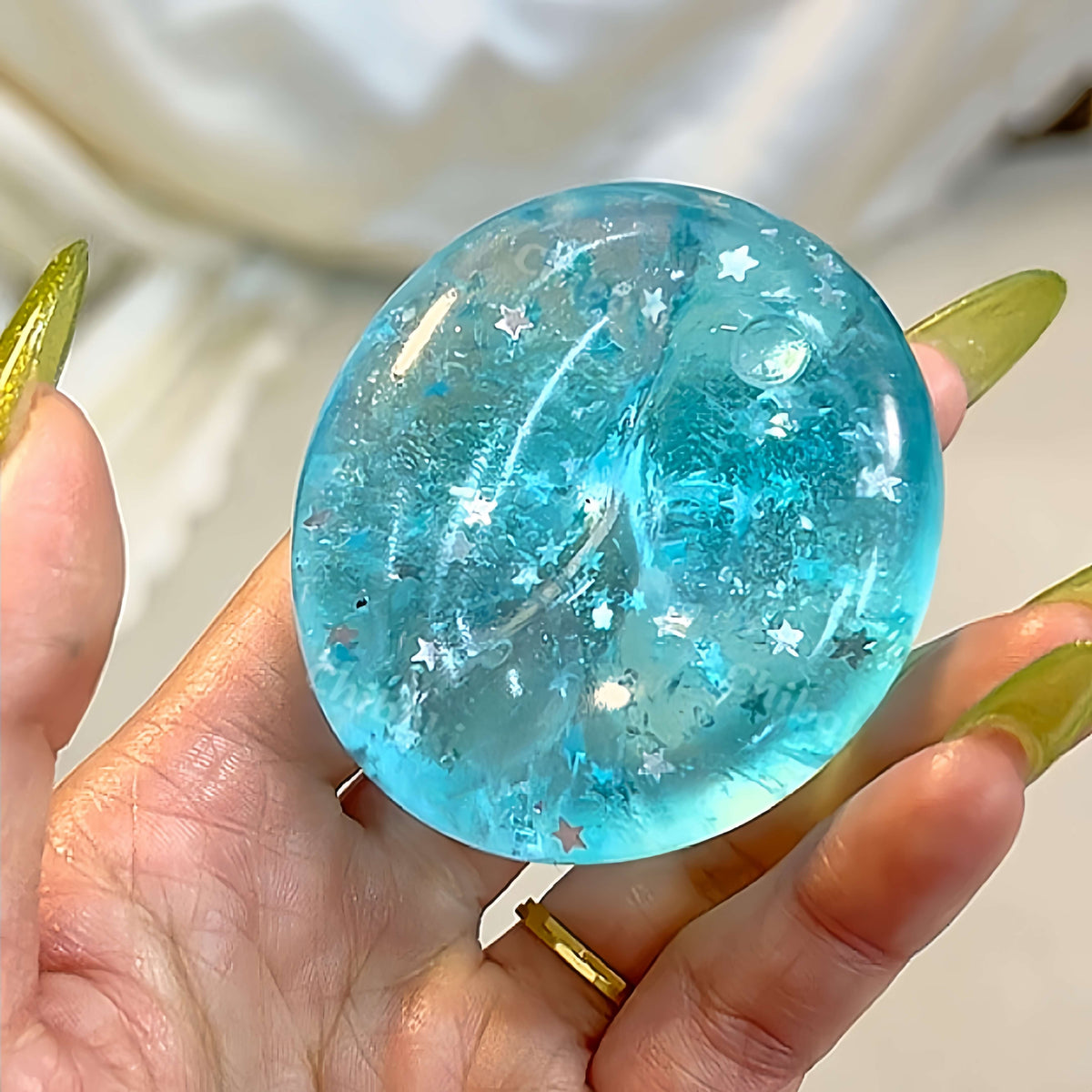 Ultra-soft blue star-patterned malleable creamy mini handmade stress relief squishy ball