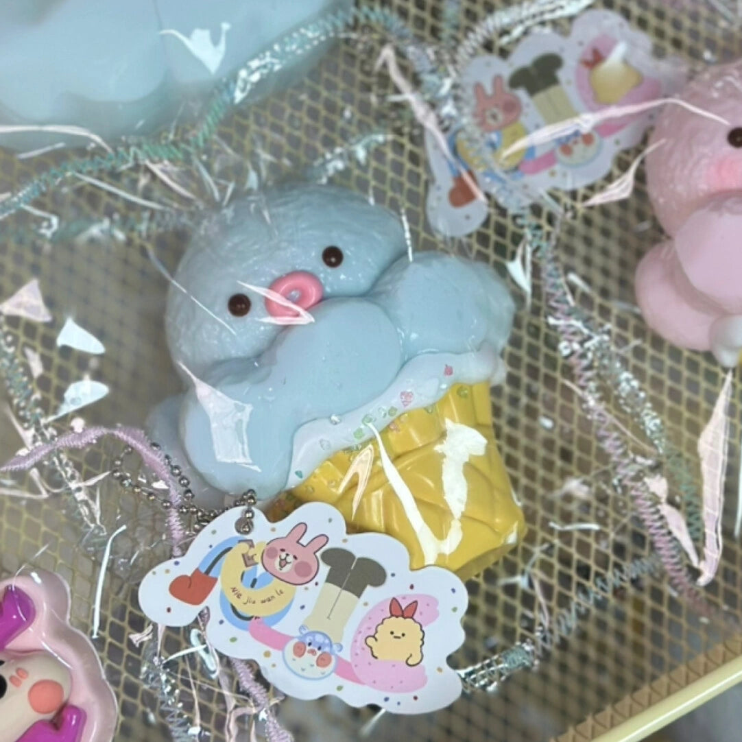 Creative Cartoon Squishy Collection | Tamagotchi Mametchi, Octopus Ice Cream, Elemental Fire & Water