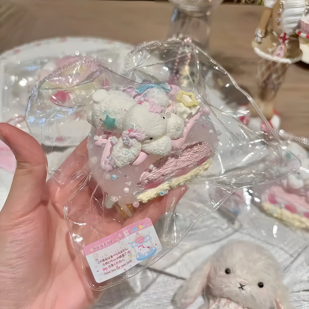 Cute Strawberry Cream Cake Slice Silicone Squishy Toy