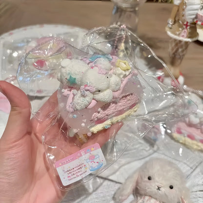 Cute Strawberry Cream Cake Slice Silicone Squishy Toy