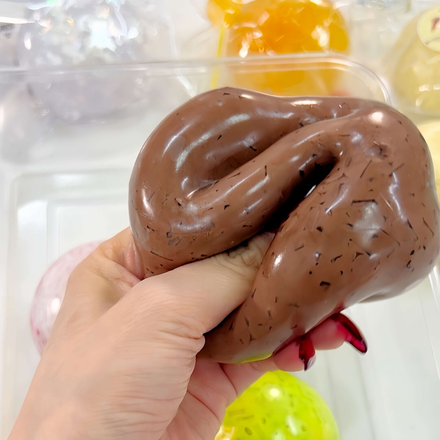 CHIBOKI handmade chocolate cream stress relief squishy ball - soft, non-toxic, ideal for stress relief.