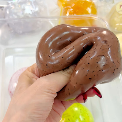 CHIBOKI handmade chocolate cream stress relief squishy ball - soft, non-toxic, ideal for stress relief.