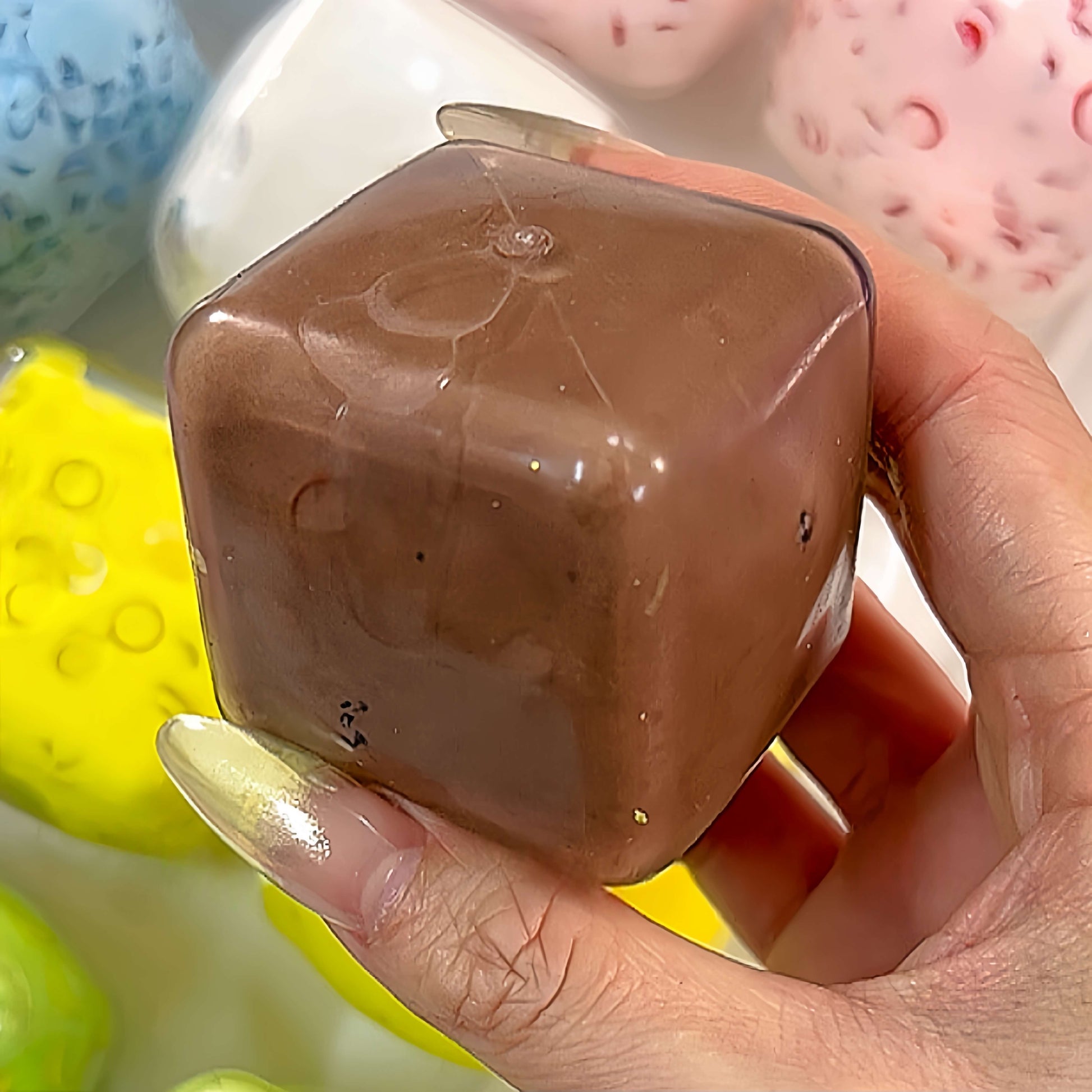 Chocolate freeze-dried yogurt square decompression toy - handmade squishy
