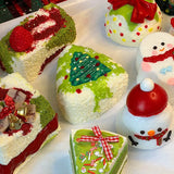 Christmas triangle onigiri squishy toy in festive colors