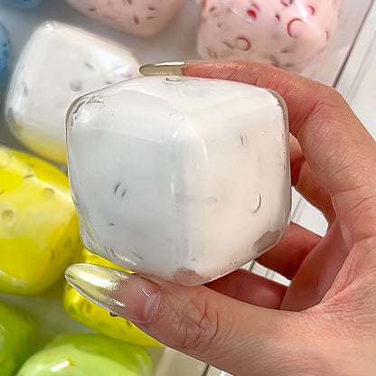 Cow's milk freeze-dried yogurt square stress ball - handmade squishy fidget toy