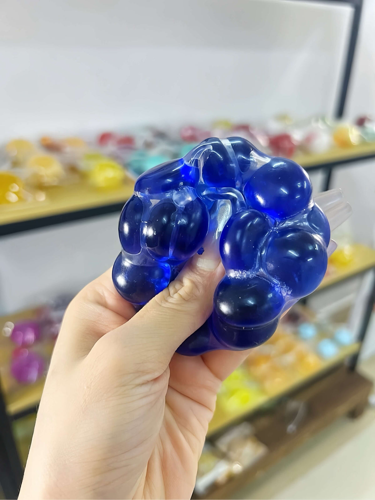 Handmade Deep Blue Jade Sphere Pearl Squishy Ball - Rich Blue Stress Relief Toy