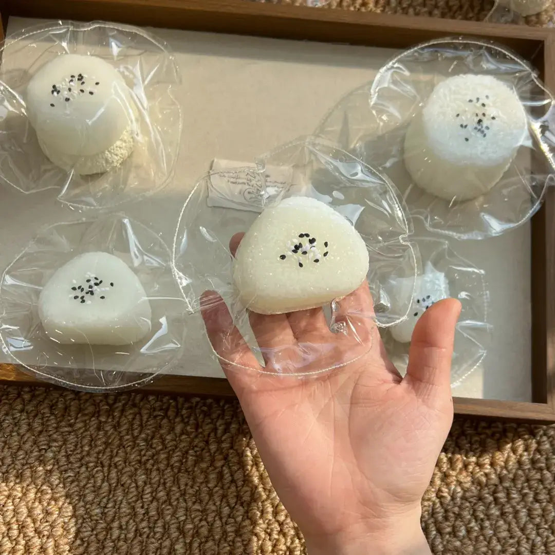 Handmade Cute Rice & Seal Mochi Squishy Toy - Soft ASMR Stress Relief