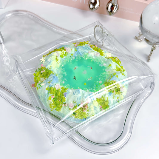 Clear silicone squishy Emerald Fantasy Butterfly Pool Dreamy Pool with slime texture, transparent design