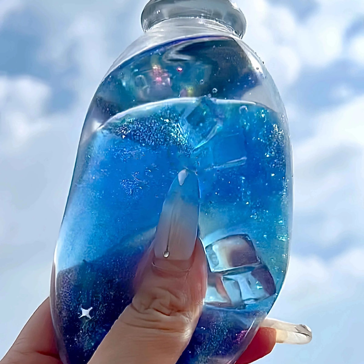 [CHIBOKI]Clear Bottle Squishy Ball – Handmade Stress Relief Desk Toy | Layered Sand Bottle