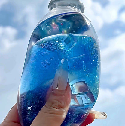 [CHIBOKI]Clear Bottle Squishy Ball – Handmade Stress Relief Desk Toy | Layered Sand Bottle
