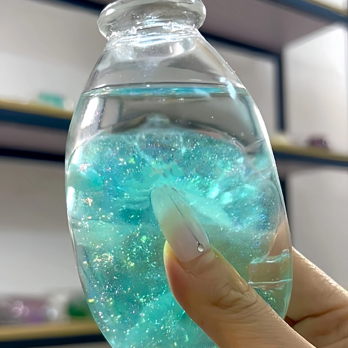 [CHIBOKI]Clear Bottle Squishy Ball – Handmade Stress Relief Desk Toy | Layered Sand Bottle