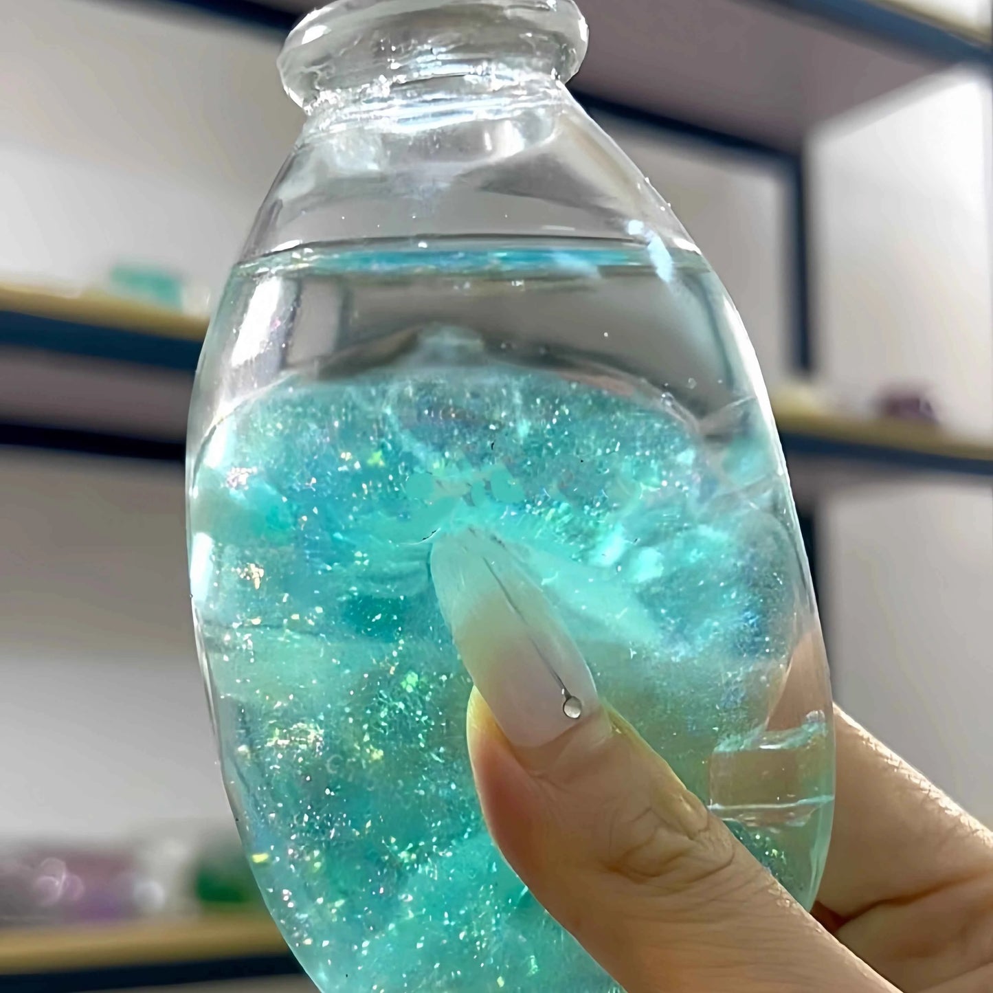 [CHIBOKI]Clear Bottle Squishy Ball – Handmade Stress Relief Desk Toy | Layered Sand Bottle