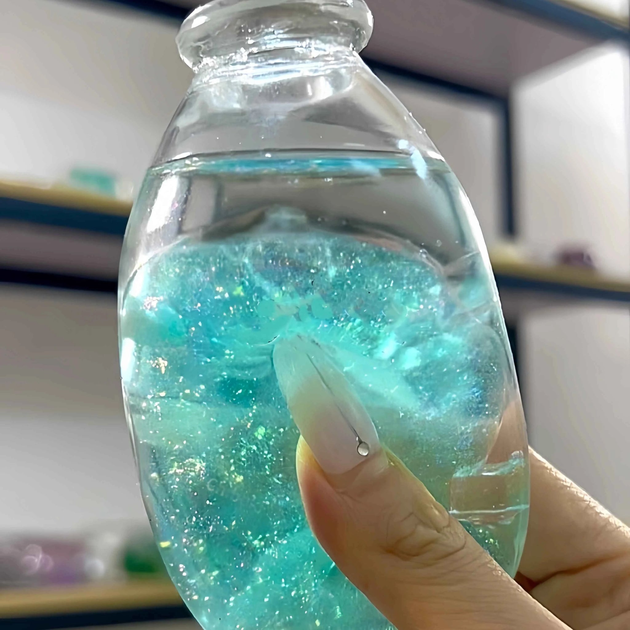 [CHIBOKI]Clear Bottle Squishy Ball – Handmade Stress Relief Desk Toy | Layered Sand Bottle