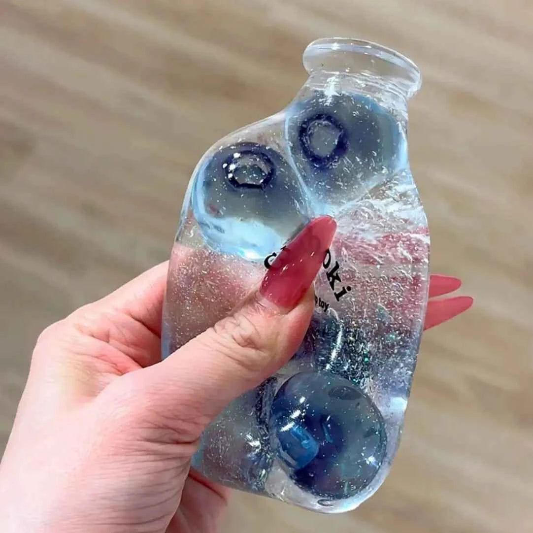 [CHIBOKI] Clear Bottle Squishy Ball – Handmade Stress Relief Desk Toy | Crystal & Soda Bottle