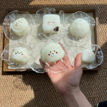 Handmade Cute Rice & Seal Mochi Squishy Toy - Soft ASMR Stress Relief