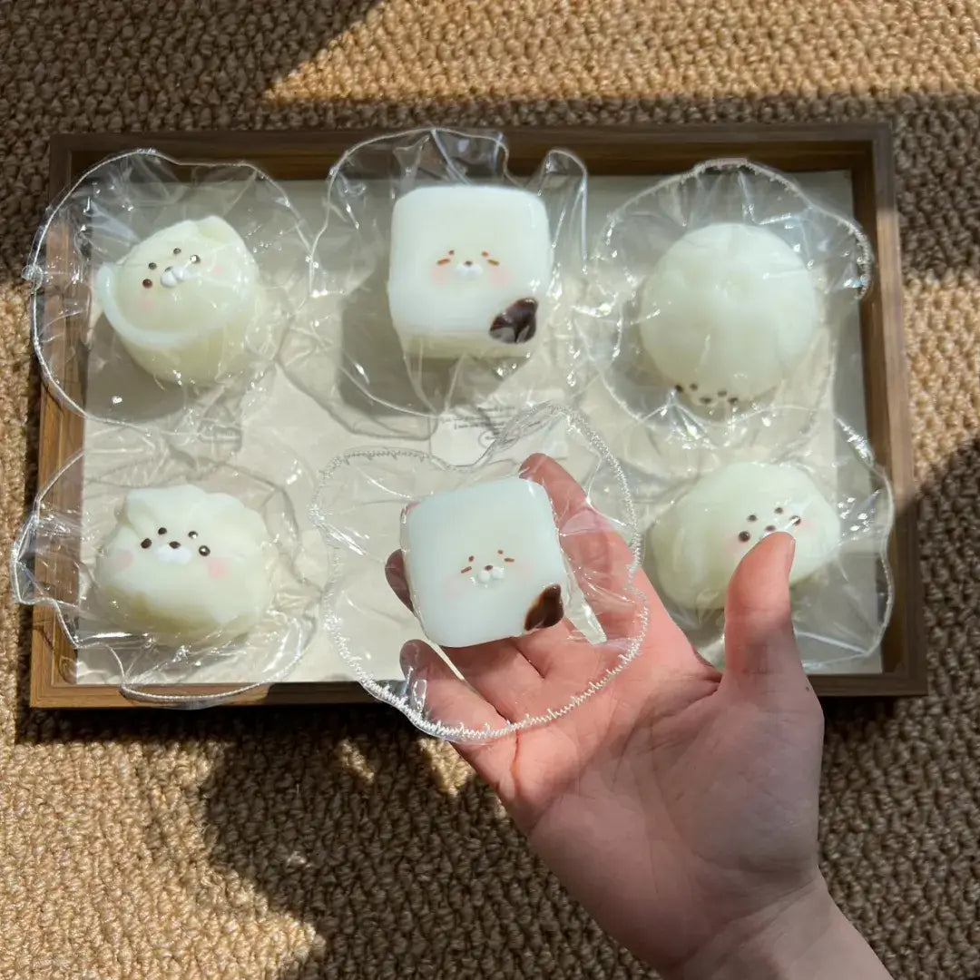 Handmade Cute Rice & Seal Mochi Squishy Toy - Soft ASMR Stress Relief