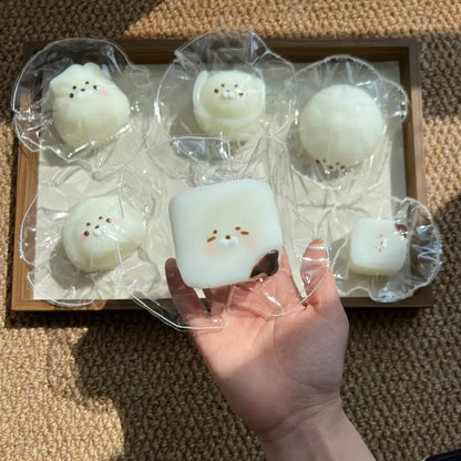 Handmade Cute Rice & Seal Mochi Squishy Toy - Soft ASMR Stress Relief