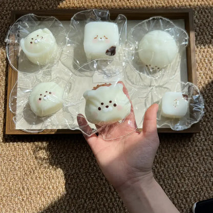 Handmade Cute Rice & Seal Mochi Squishy Toy - Soft ASMR Stress Relief
