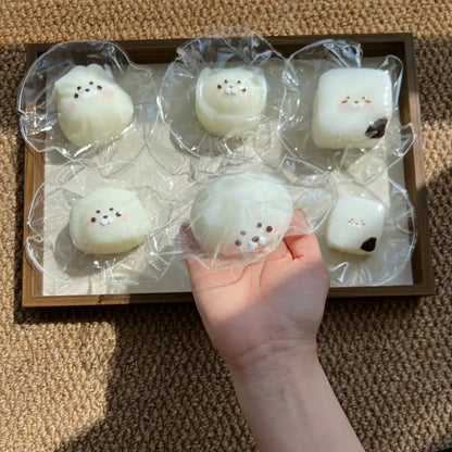 Handmade Cute Rice & Seal Mochi Squishy Toy - Soft ASMR Stress Relief